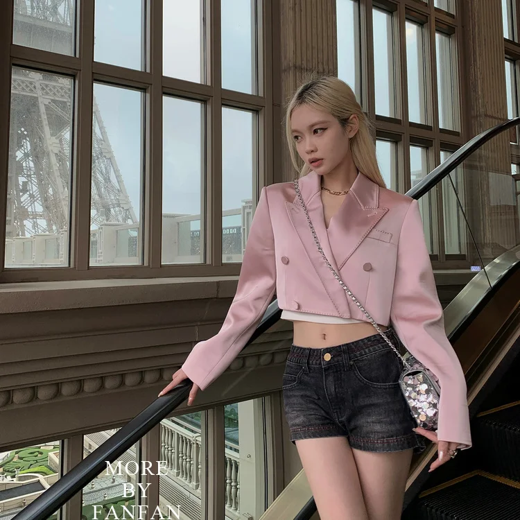 

High-End French Style Blazer Short Jacket Women’s 2023 New Elegant Loose Casual Sweet Youthful Ins Style Female Office Lady Set