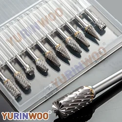 Carbide Burr Set Compatible with Dremel Rotary Tool 10Pcs Die Grinder Bits Rotary File Rasp with 1/8