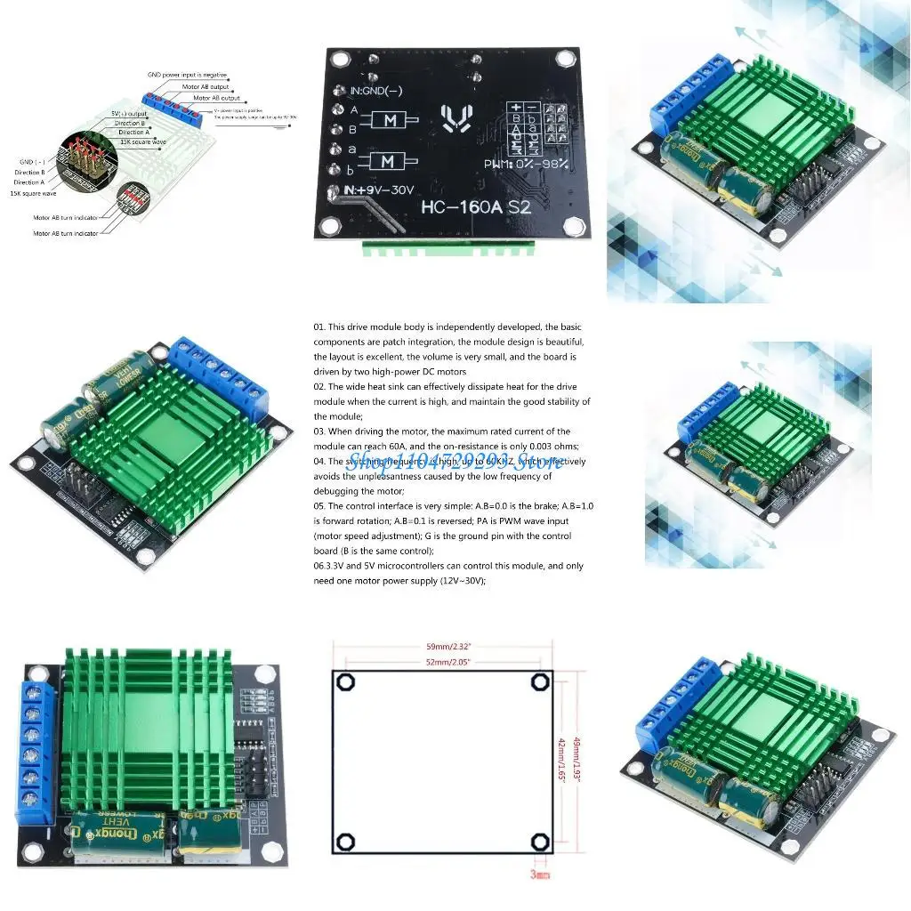 

Y2GD High Power H Bridge Motor Speed Controller Driver Module Governor DC9V-30V 60A