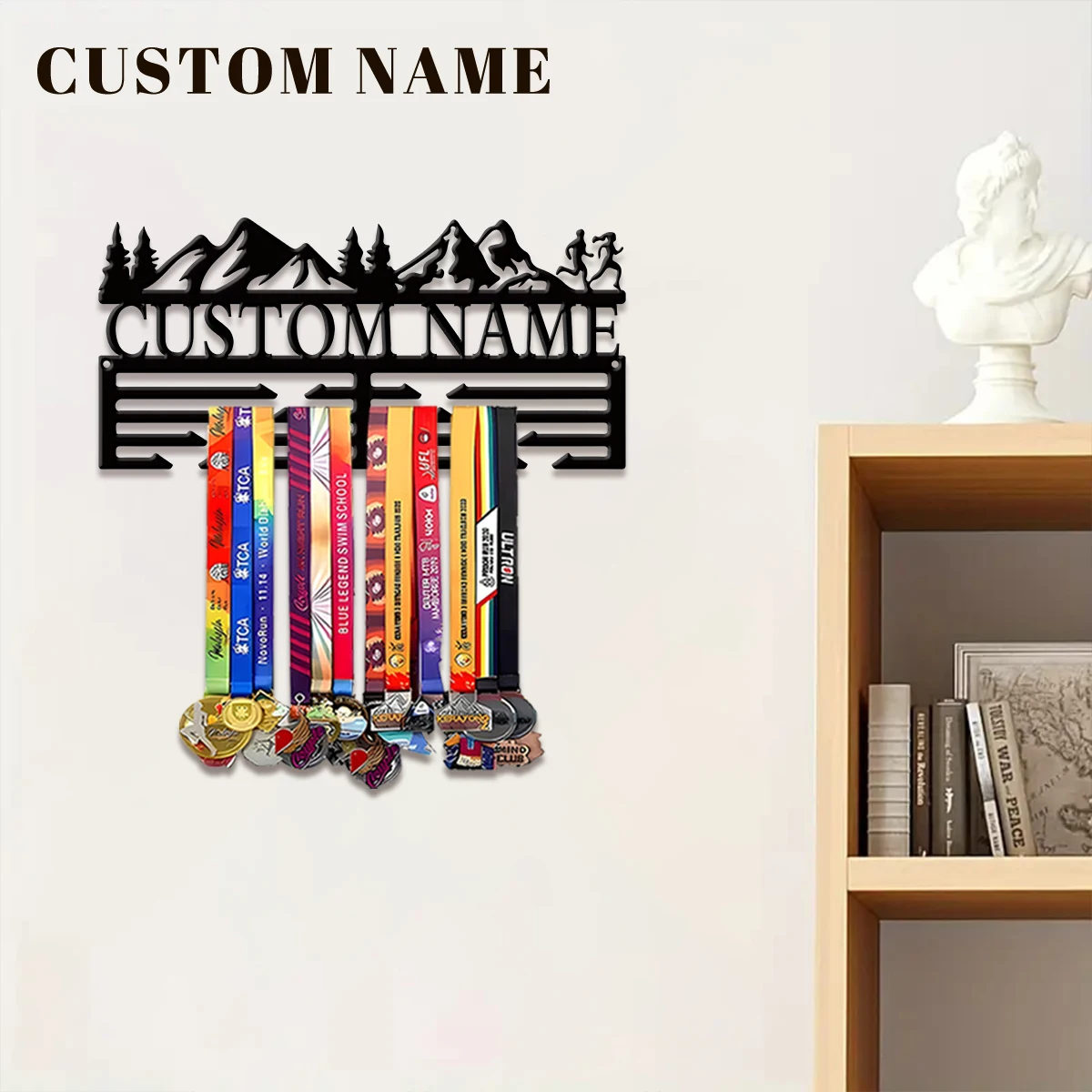 1pc Custom outdoor running Metal Medal Hanger Holder,Personalized Number Medal Display Rack for Sports Awards,Home Decor Gift