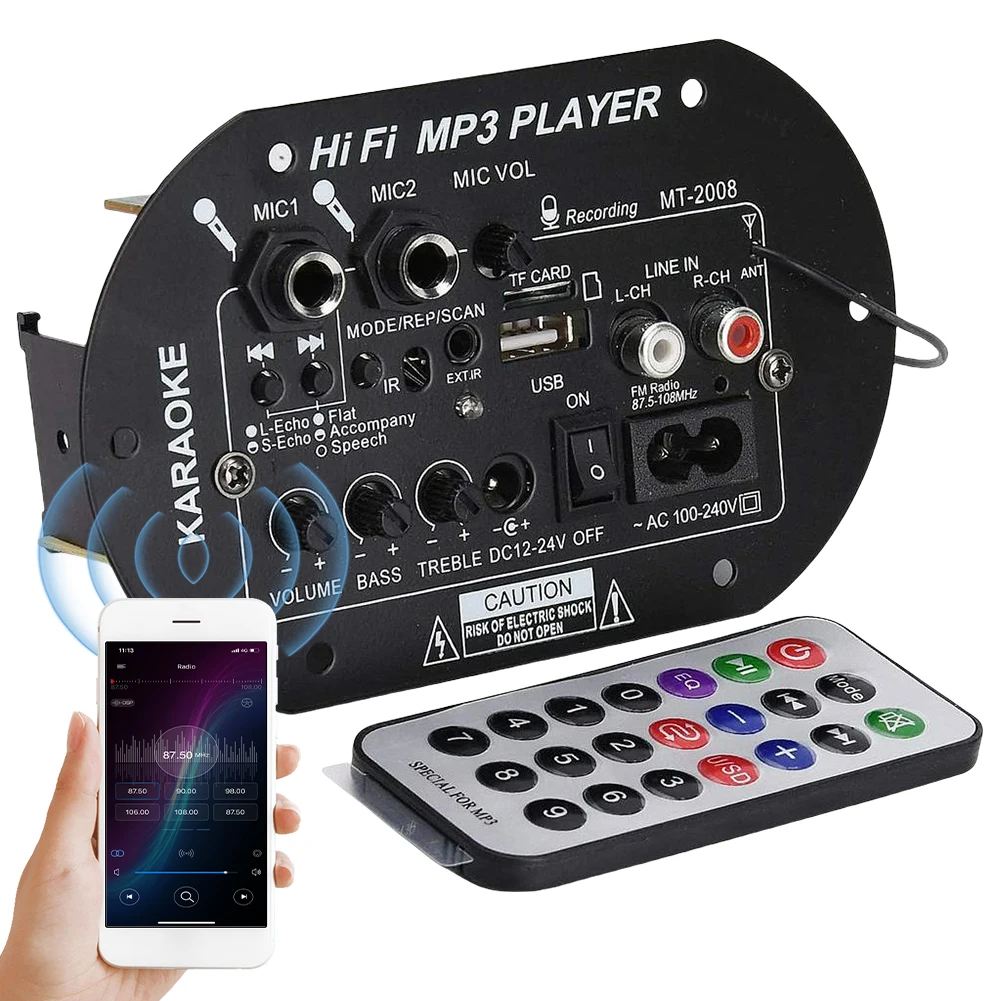 

Car Subwoofer Bluetooth-Compatible 120W Dual Microphone Karaoke Amp Speaker DIY Power Amplifier Module DIY Audio Amplifier Board