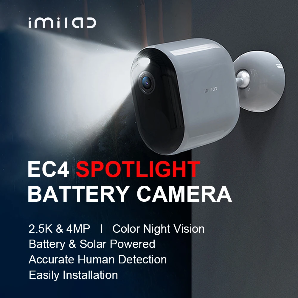 IMILAB EC4 Spotlight Outdoor 2.5K IP Camera Built-in 5200mAh Rechargeable Battery