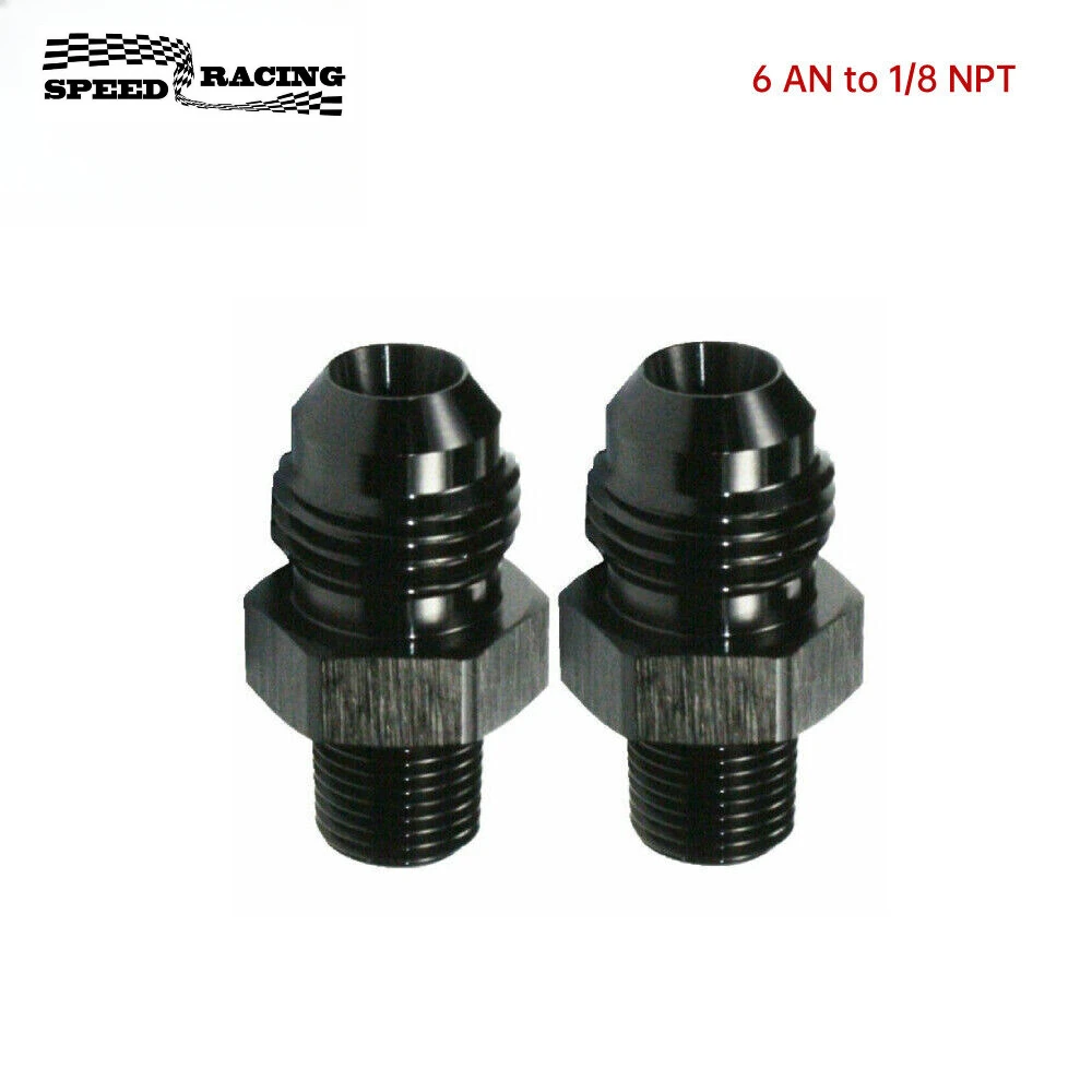 

2 шт. черный переходник 6AN на 1/8 NPT, прямая трубная резьба на 6 AN, раструбный фитинг
