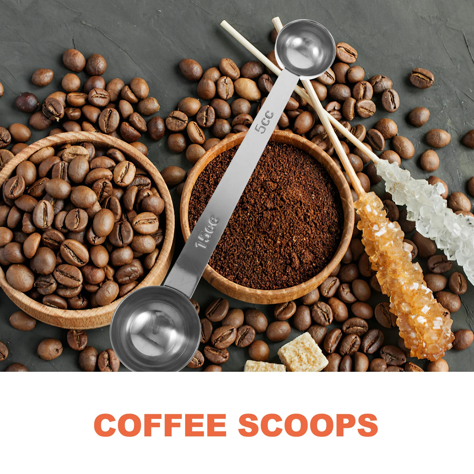 1 قطعة مغرفة القهوة الفولاذ المقاوم للصدأ برأسين قياس ملعقة لحبوب البن الشاي السكر التوابل الحليب مسحوق أواني المطبخ #2