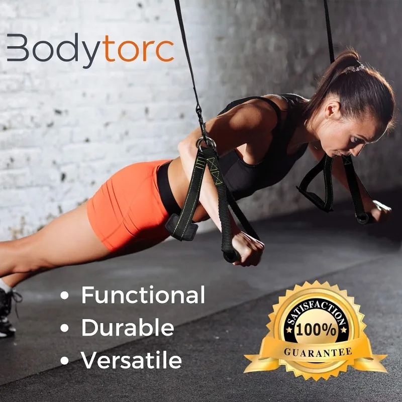 Bodytorc Suspension Trainer, Bodyweight Training Straps for Full Body Workouts at Home, Includes Door Anchor, Extension Arms