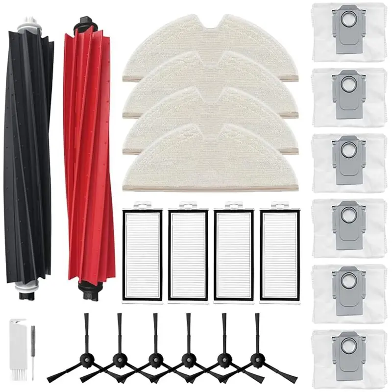 WHYY Replacement Parts Kit for Roborock Q5 Robot Vacuum, 20Pcs Main Side Brushes HEPA Filters Dust Bags, Roller Brush Mop