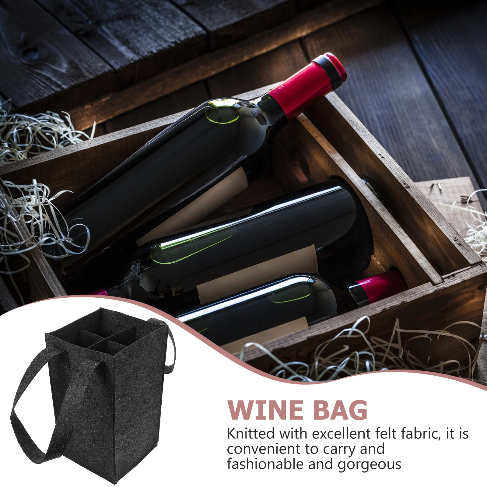 

6pcs Set of 6 Wine Carrier Bag Tote Portable Bottle Bags Accessories Storage for Travel