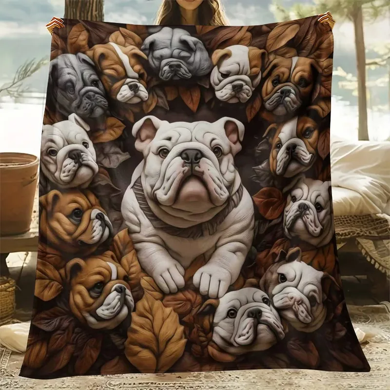 Cute French Bulldog Blanket Soft Plush Dog Lover Collage Throw Blanket for Bed Couch Sofa Luxury Air Conditioning Nap Quilt