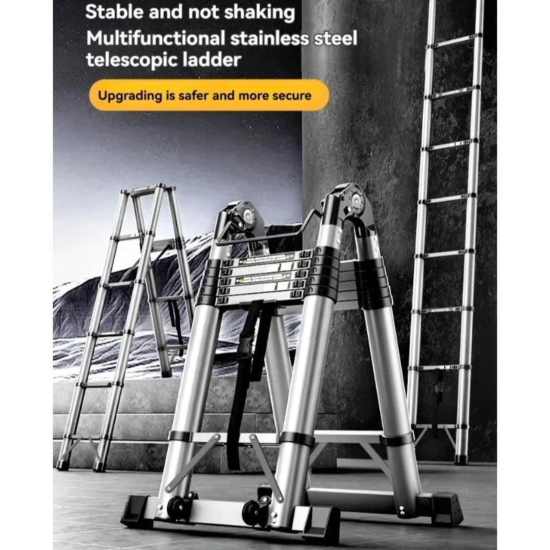 Stainless steel multifunctional telescopic ladder, folding zigzag ladder, straight ladder, high-altitude maintenance step ladder