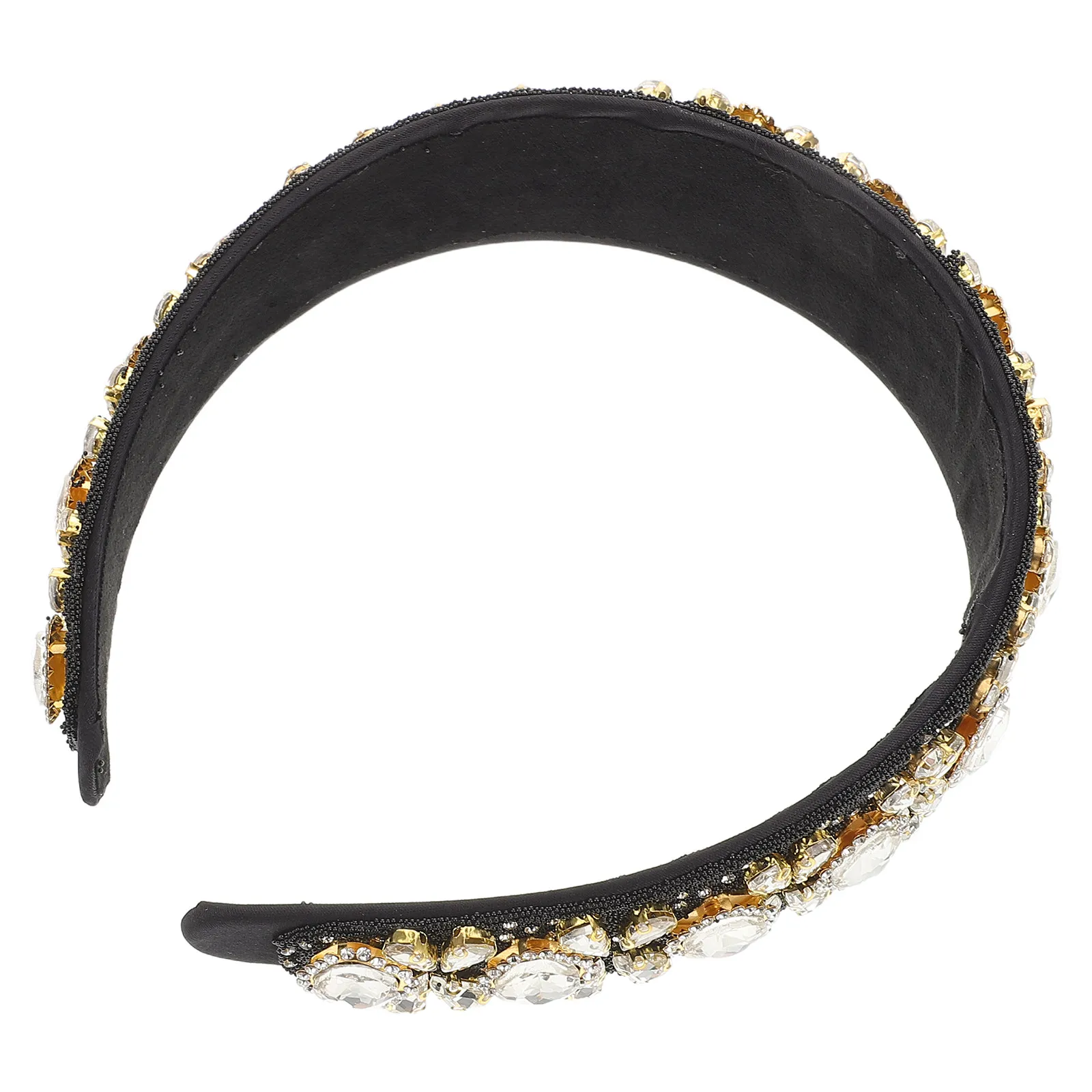 

White Baroque Hair Hoop Rhinestone Adorned Wide Band Creative Sparkly Headband for Wedding Anniversary Holiday Bridal Hair