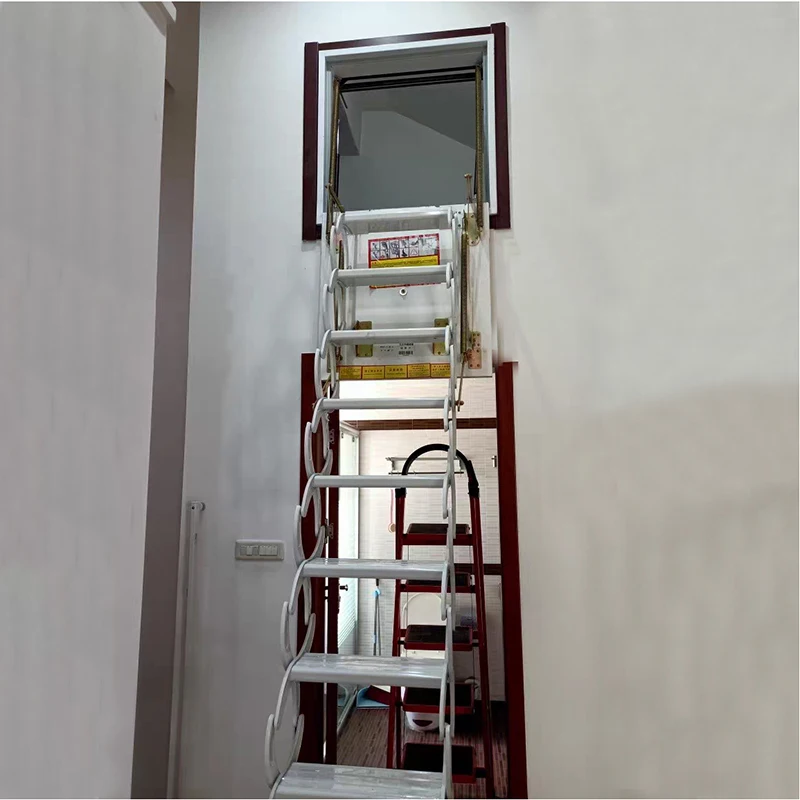 Escalera plegable telescópica personalizada para el hogar, escalera de ático con agujero lateral, bisagra para loft, 1,5 M-3M