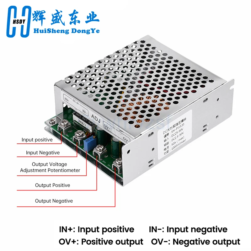 Step Down Buck Converter Module, Estabilizador de Tensão Largo, Fonte de Alimentação, 1000W, 50A, DC 25V-90V para DC 2.5V-50V