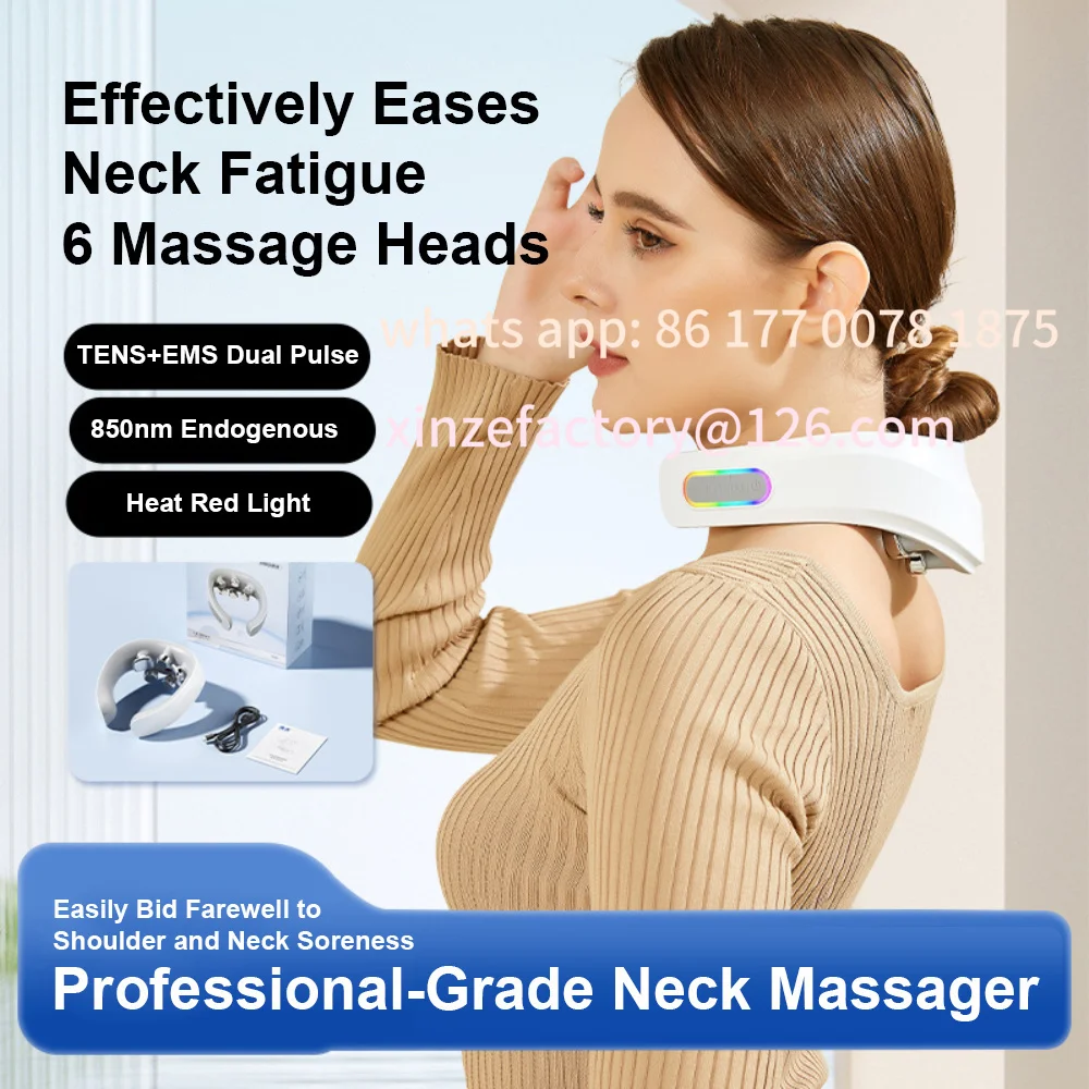 Customizable Pulse Neck Massager 5-Modes Red Light Neck Protection Device Relaxation Muscle Knead Vibrating Cervical