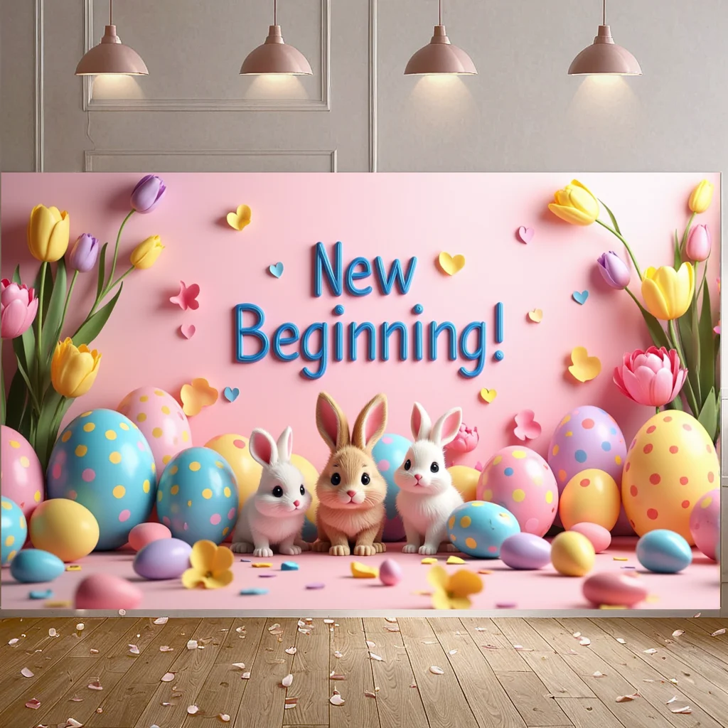 خلفية تزيين مشهد الربيع للاحتفال بعيد الفصح في الربيع #4