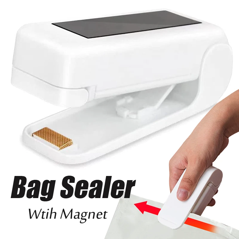 Mini Bag Sealer Food Package Sealing Bags Tool Thermal Plastic Bag Closure Smart Gadget Kitchen Portable Magnetic Heat Sealer