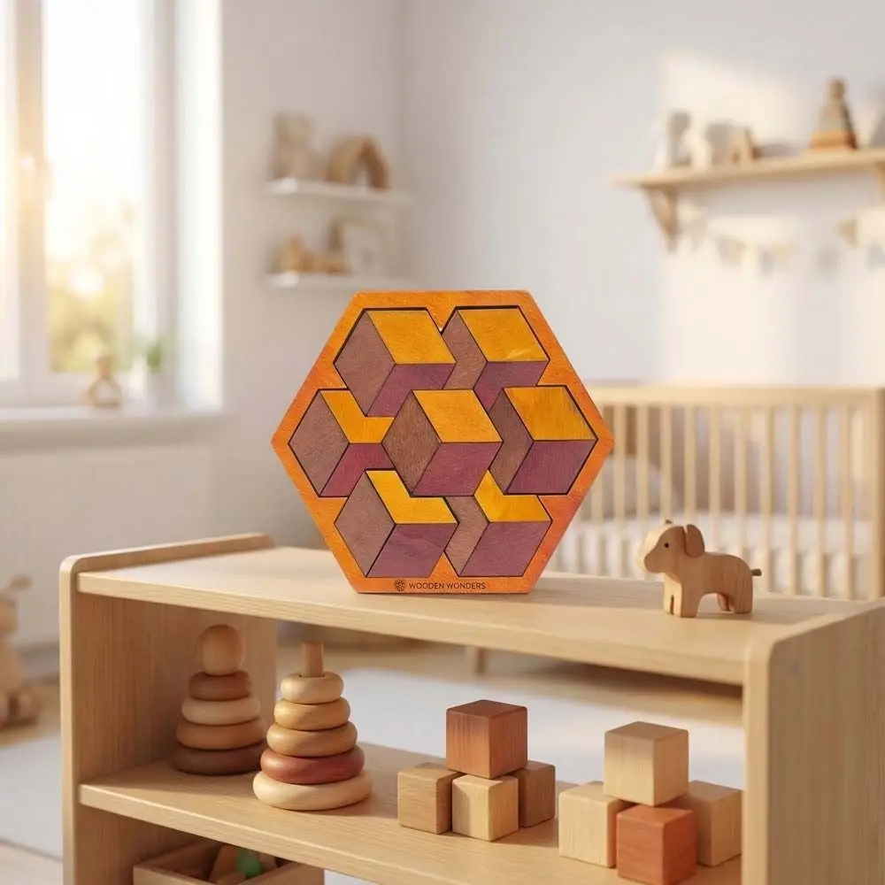 

Pattern Cognitive Wooden Tangram Puzzle Challenges Logical Thinking Montessori Puzzles Hexagonal Interactive