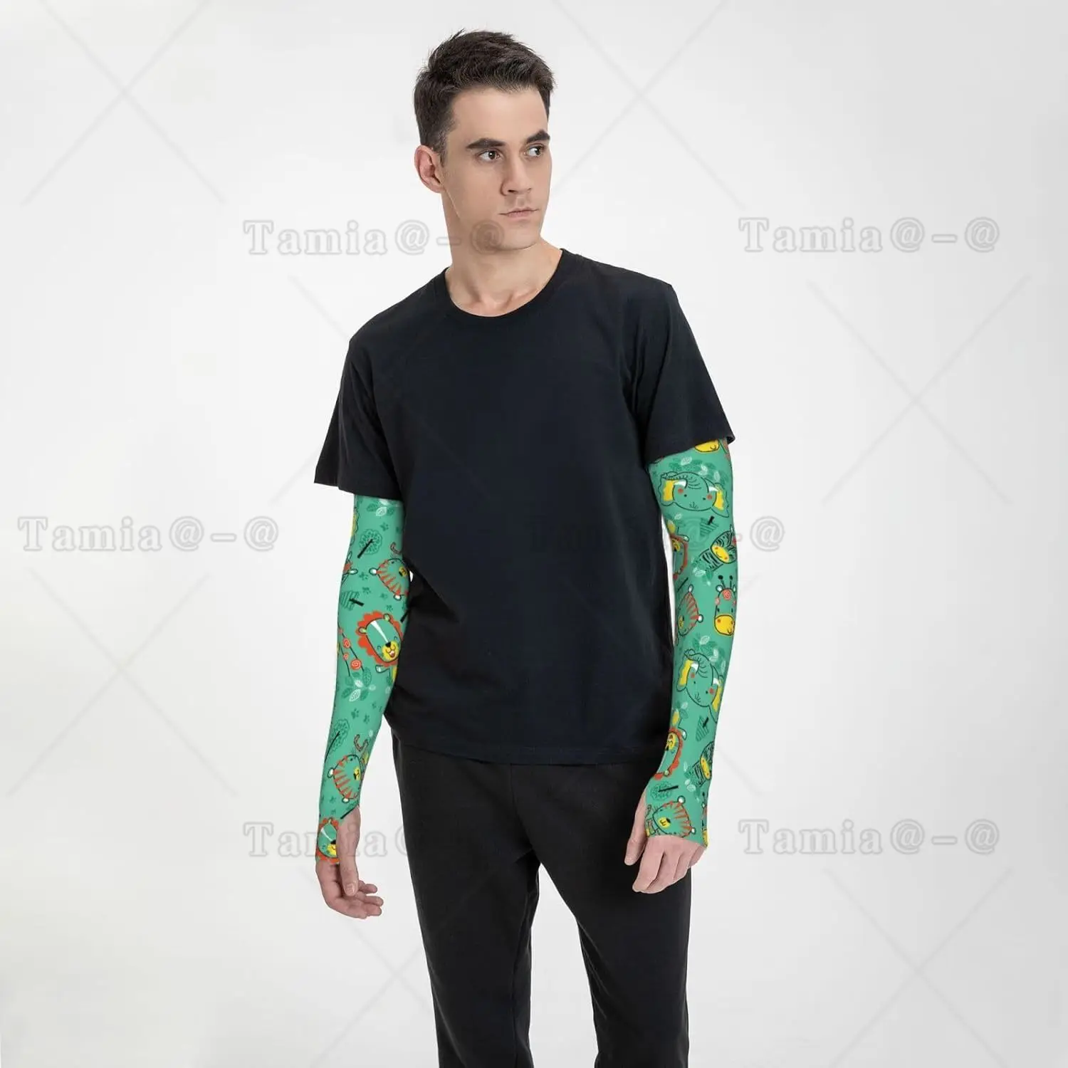 Mangas de brazo con estampado de animales divertidos en la jungla, protección solar UV refrescante, compresión deportiva para hombres y mujeres, mangas de brazo de baloncesto y Golf