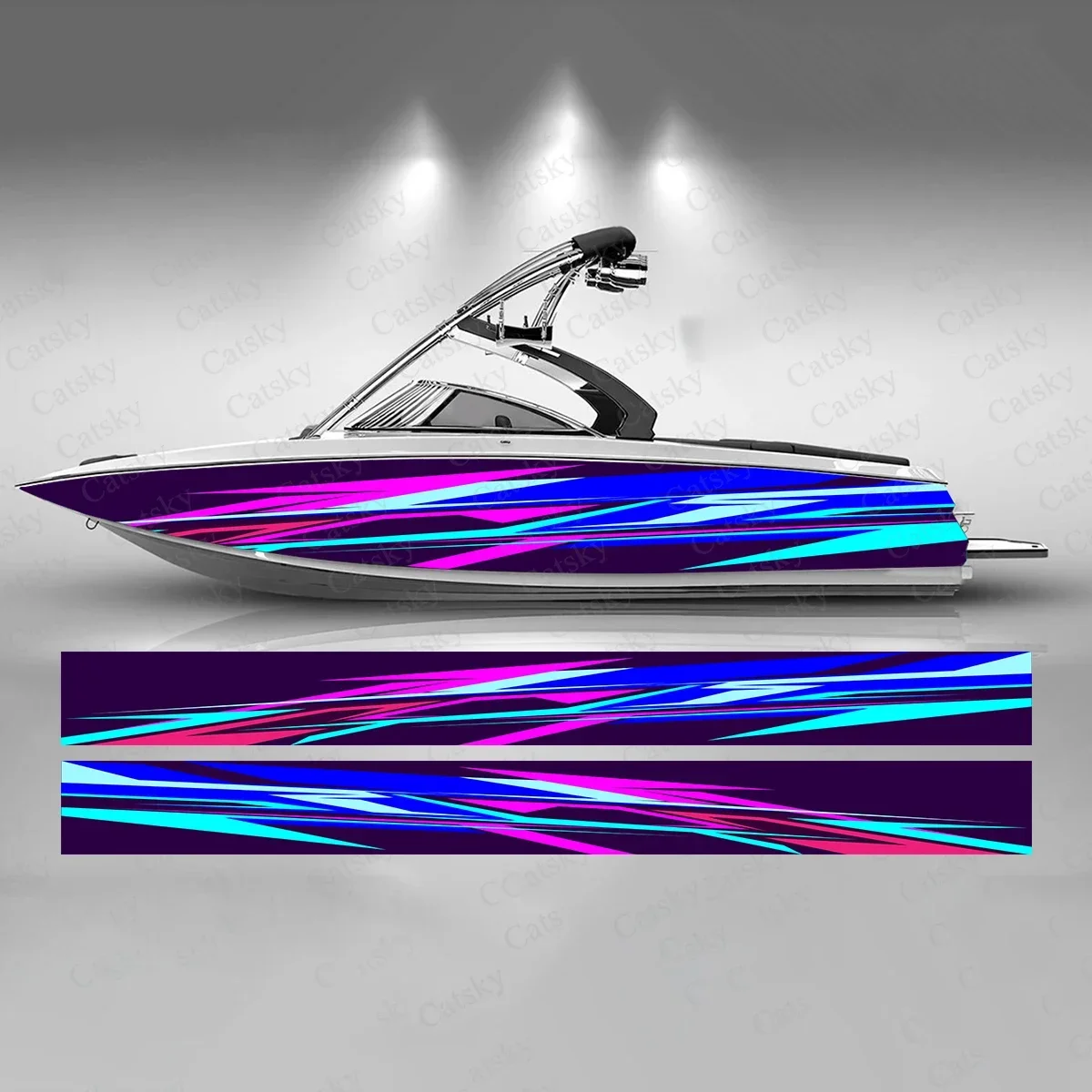 Abstract Neon Design Colorful Boat Sticker Fashion Custom Fish Boat-Sticker Vinyl Waterproof Boat Wrap Graphic Boat Wrap Decal