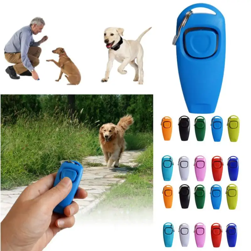 Pet Cat Dog Training Clicker Plastic New Dog Click Trainer Portable Auxiliary Adjustable Wristband Sound Key Chain Dog