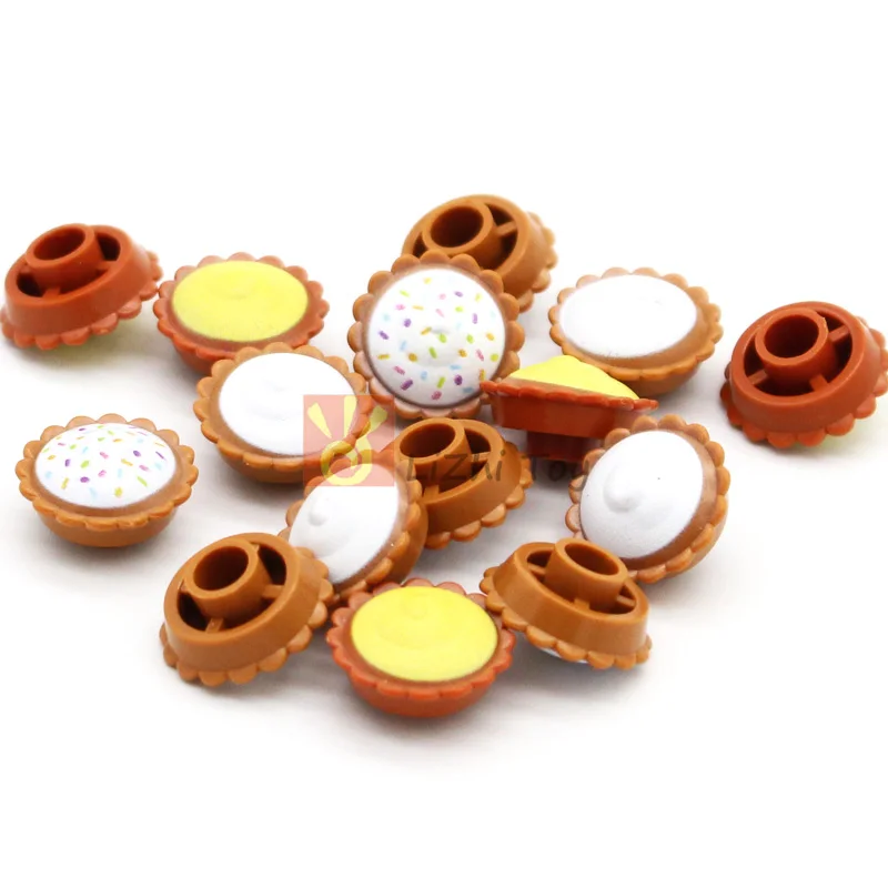 20pcs MOC Brick Foods Dessert Bread Cup Cake Pie with Cream Frost Sugar Classic Building Block Toy Accessory Compatible 93568