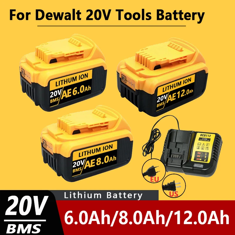 

.Для инструмента Dewalt 18 В 20 В для оригинального аккумуляторного инструмента Dewalt 20 В DCB200 DCB201 DCB206 18 В 20 В 6 Ач 8 Ач 12 Ач