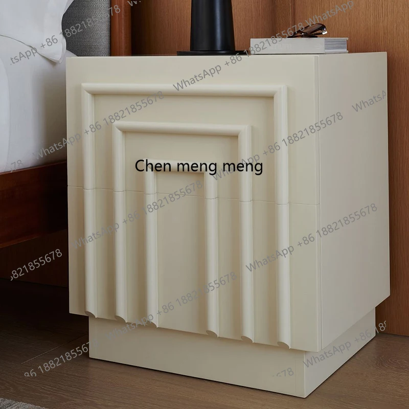 Nordic modern medieval retro cream style bedroom double pumping storage bedside cabinet