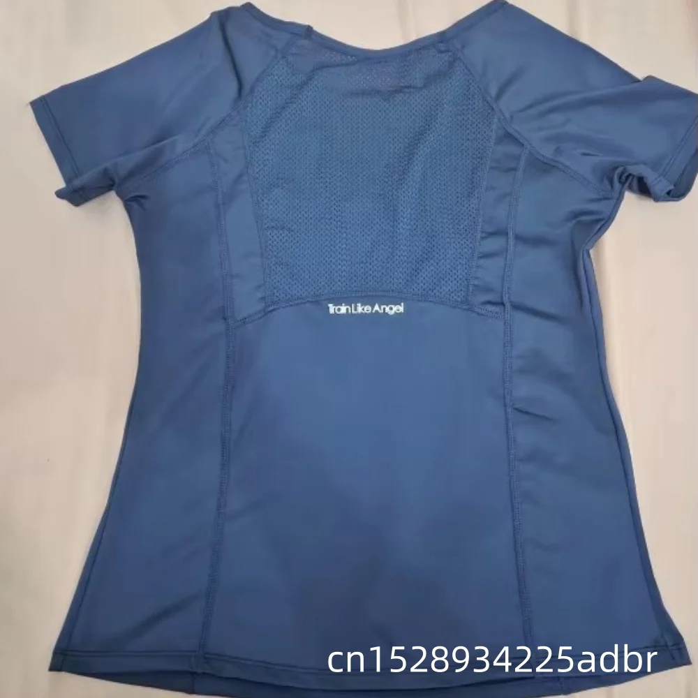 Women's Sports and Fitness Short Sleeved Shirt, Round Neck Pullover, Mesh Breathable Quick Drying Yoga and Fitness T-shirt