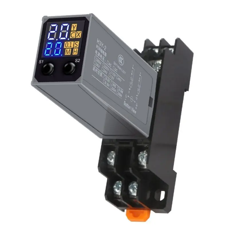 2X LCD Display Delay Relay Power-On Delay Controller Electronic Delay Timer Relay With Base Socket DC24V