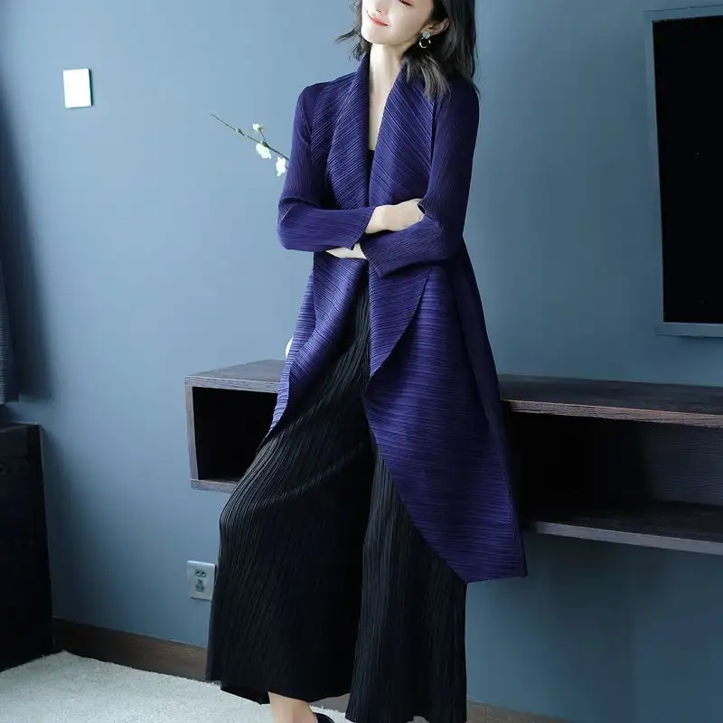 Wrinkled jacket 2025 autumn  new style long sleeves, medium to long length, loose fit, oversized, slimming and stylish look - Image 9