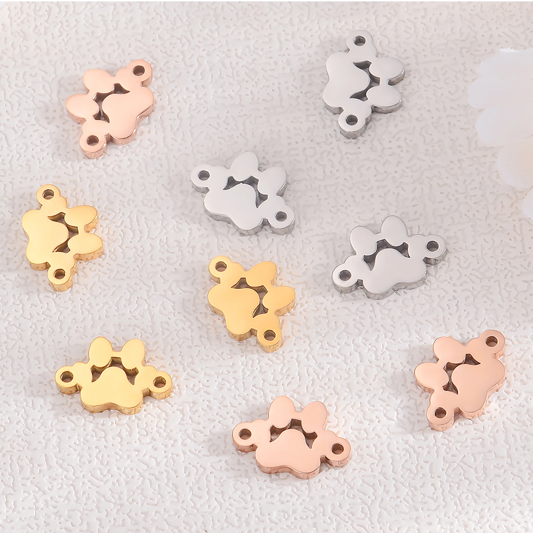 

10pcs/Lot Stainless Steel Cat Dog Pet Paw Pendant Connector For DIY Necklace Earrings Bracelet Jewelry Making Supplies Wholesale