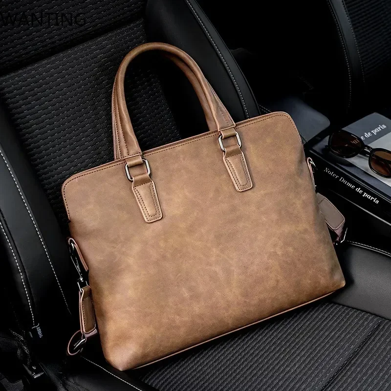 

Fashion Business Men Handbags Vinatge Men's Top-Handle Bag With Shoulder Strap Corssbody Bag Briefcases Multifunction Laptop Bag