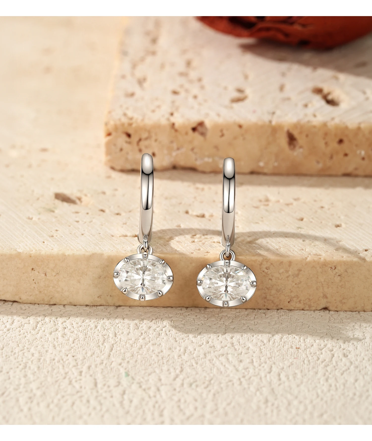 MODIAN Ovale Moissanit-Ohrclips aus 925er Sterlingsilber, luxuriöse Labordiamant-Swing-Creolen für Damen, edler Schmuck, Geschenke – Detail 12