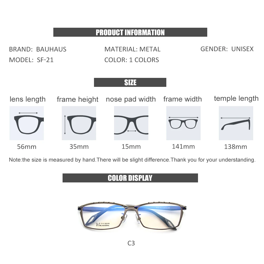 SF-21Men Glasses Frame Male Square Half Optical Ultralight Eye Myopia Prescription Eyeglasses