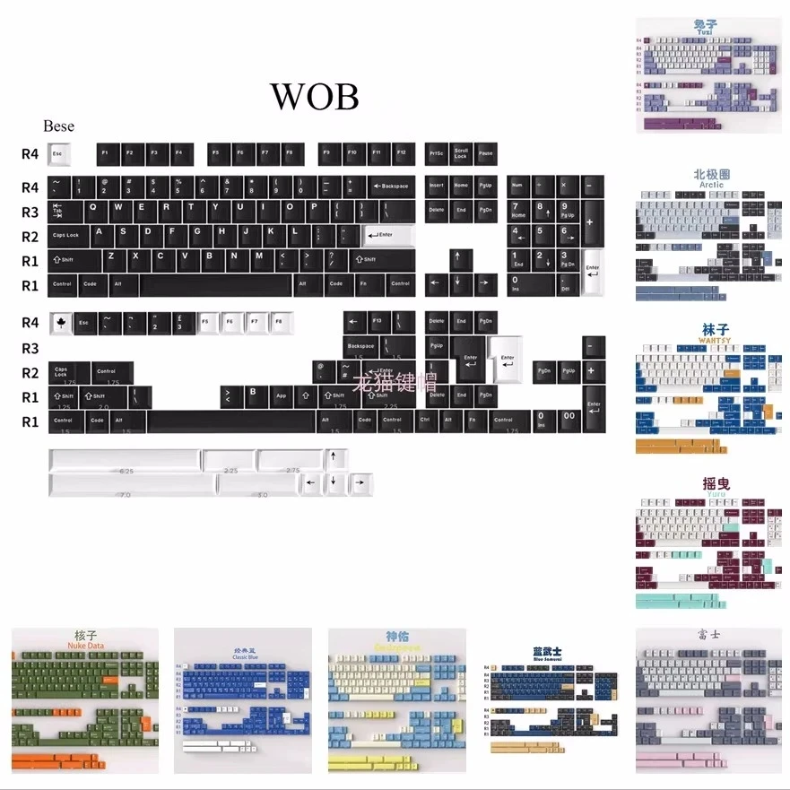 

1 Set Daye GMK WOB Purple Night British Racing Green Coniferous Panda Nuke Data Fuji Tuzi Keycaps ABS Double Shot Cherry Profile