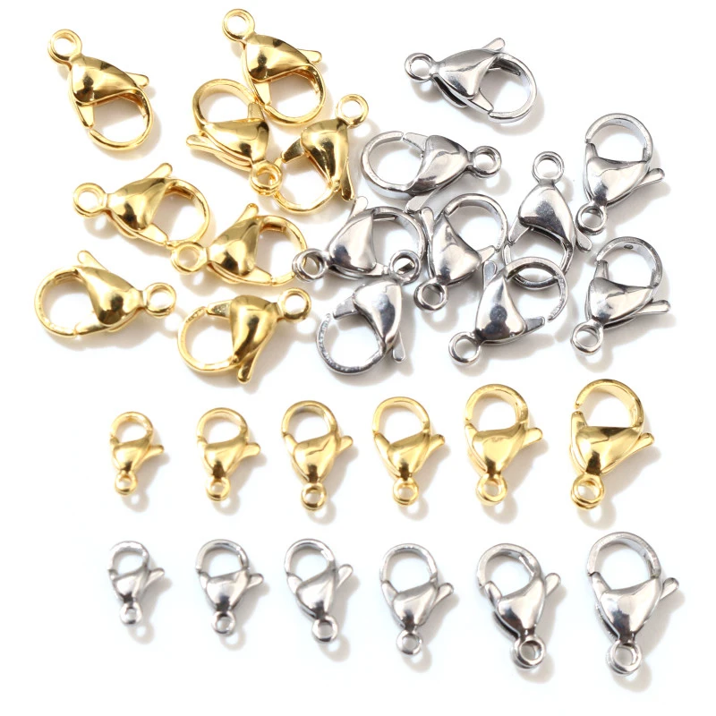 30 Stks/partij 12*7 Mm 10*5 Mm Rvs Vergulde Karabijn Haken Voor Ketting & armband Ketting Diy Sieraden Bevindingen