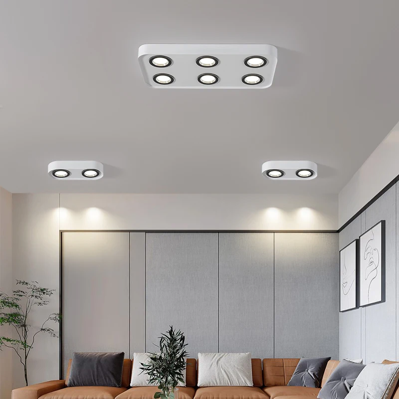 Full-spectrum Surface-mounted Downlight Four-head Ultra-thin LED Anti-glare Bedroom Square Ceiling Lights Without Main Bold Lamp