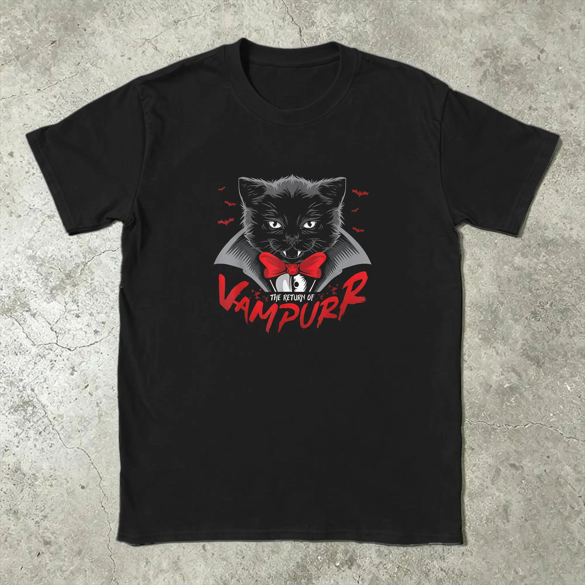 Men The Return of Vampurr T Shirts  Pure Cotton Clothes Funny Short Sleeve Crew Neck Tees 4XL 5XL T-Shirts