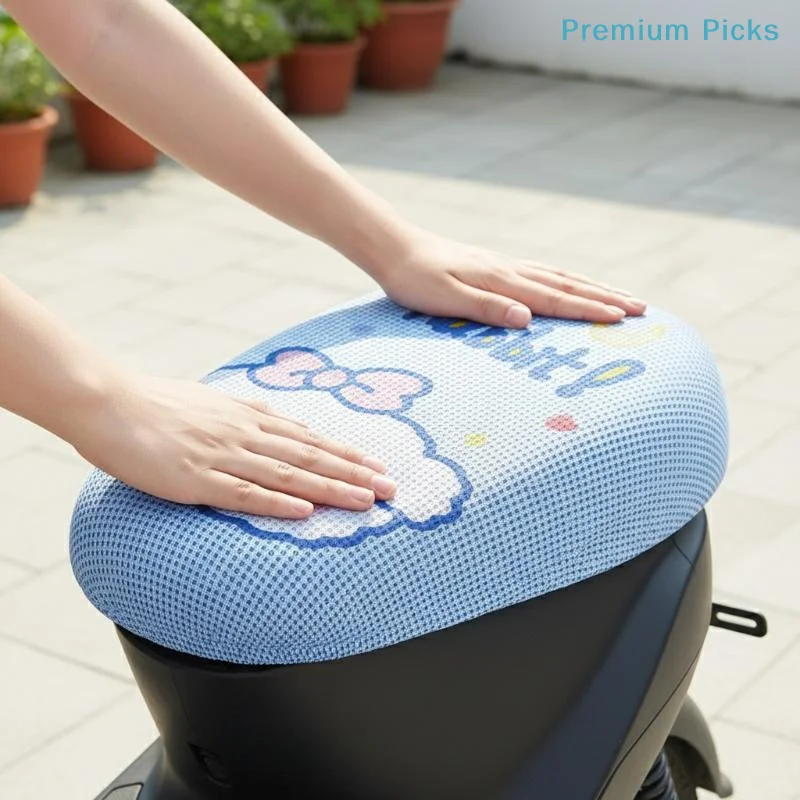 Cartoon Motorcycle Breathable Seat Cover Pad Anti-Slip Cushion Mesh Net Pressure Relief Protector Universal Motorcycle Air Seat