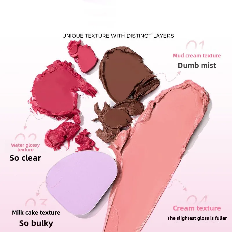 Romanticbeauty Multi Use Blusher Cream Drie kleuren poeder Blush Gezichtsreparatie TConcealer Crème Natuurlijke make-up Holding Water