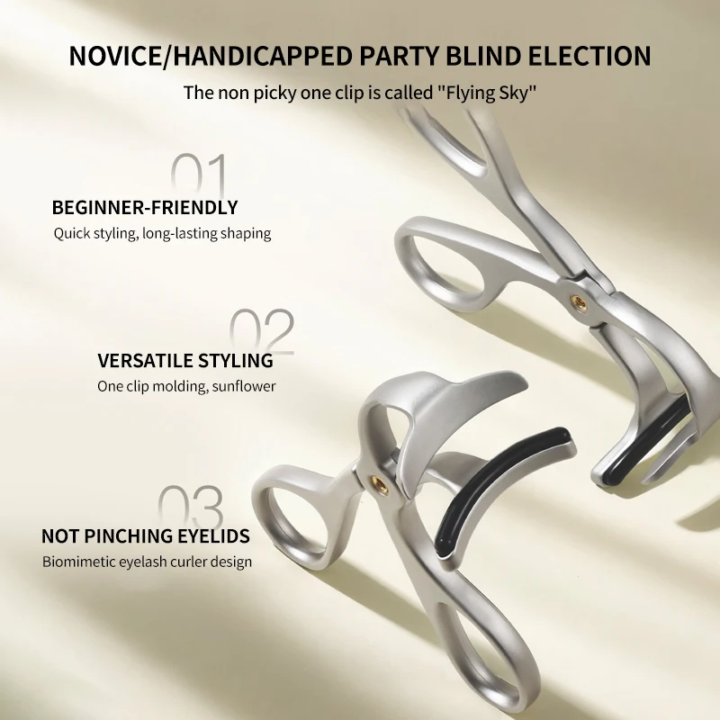 GECOMO Professional Eyelash Curler with Replacement Silicone Pads Wide Angle No Pinch Lash Lift Tool Long Lasting Curl Makeup