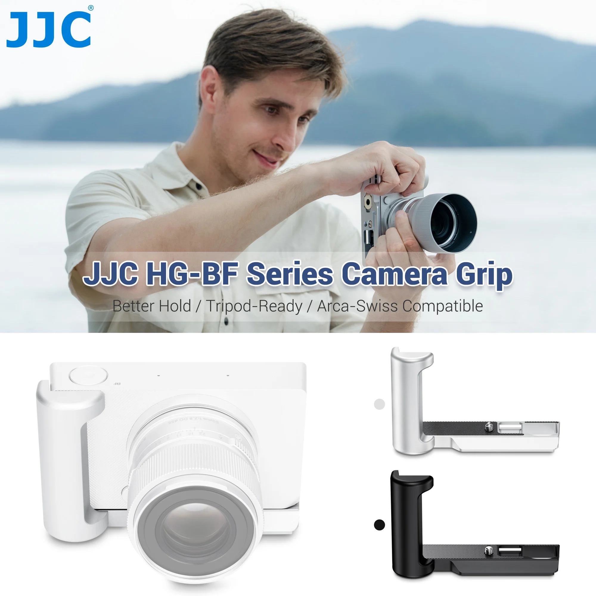 JJC Metal Handgrip L Shaped Grip for Sigma BF Camera Thumb Grip Built in Quick Release Plate for Arca 1/4''-20 Thread Black
