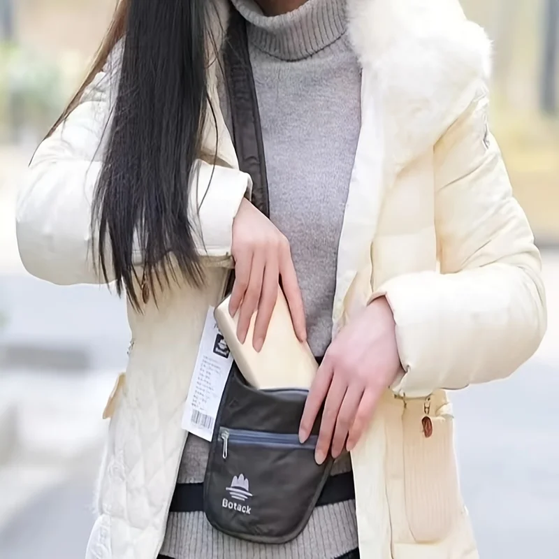 1PCS Oxford Cloth Ultra Thin Hidden Anti Theft Waist Bag Unisex Close Fitting Travel Security Pouch For Phone Passport Cash