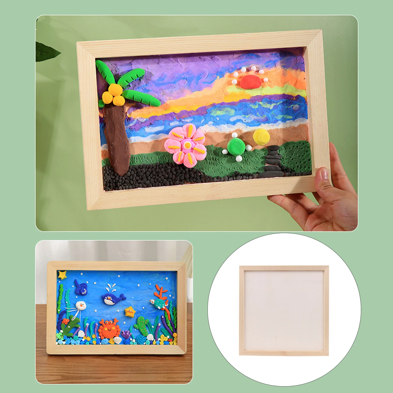 1 Set Of 3 Pieces Wooden Picture Frames For Crafts 11.81x11.81 Inches