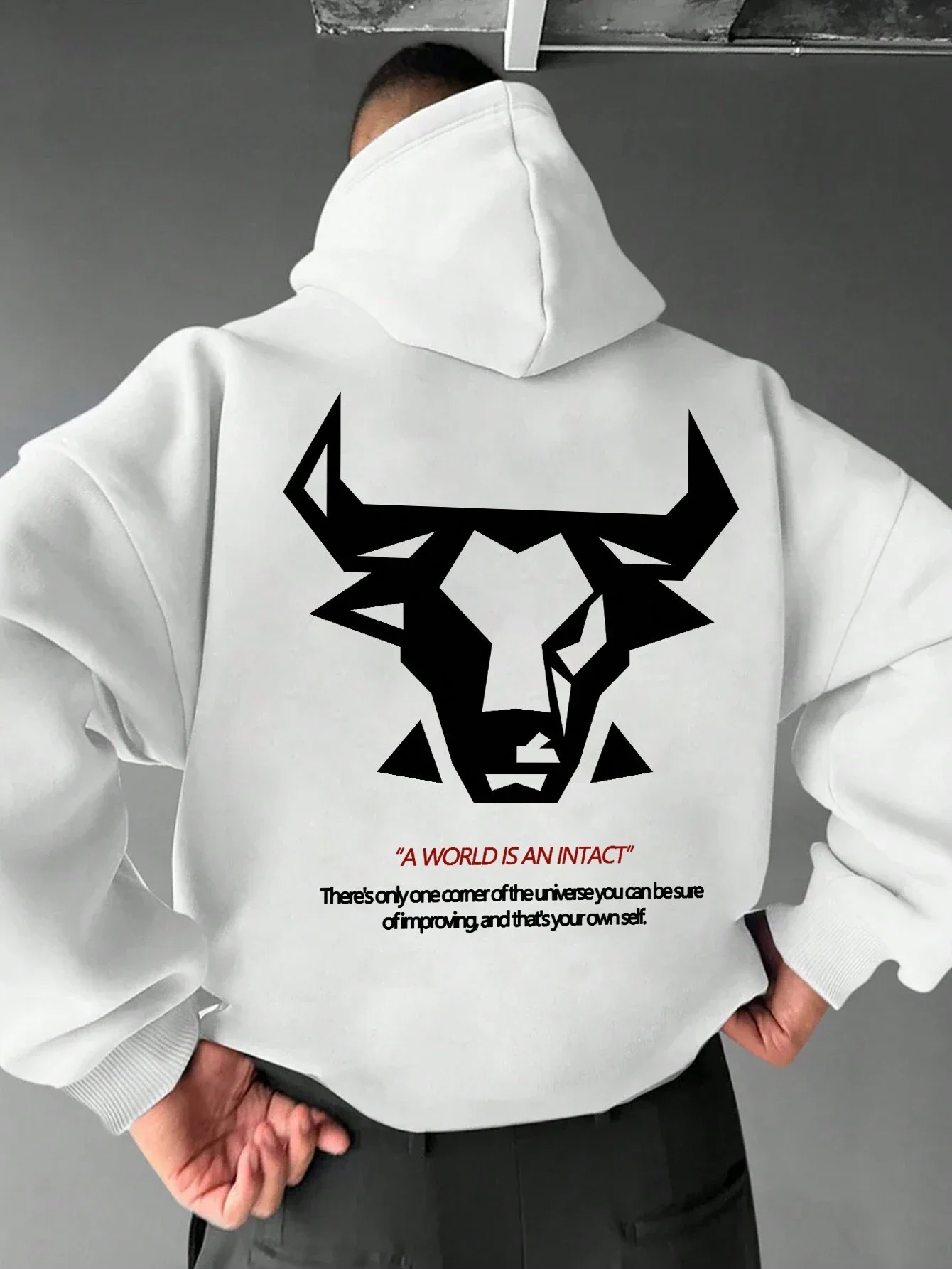 2024 Hot Sale Men's Chicago Bull Graphic Printed Casual Sport & Commute Versatile Letter Embellished Fleece Lined White Hoodie