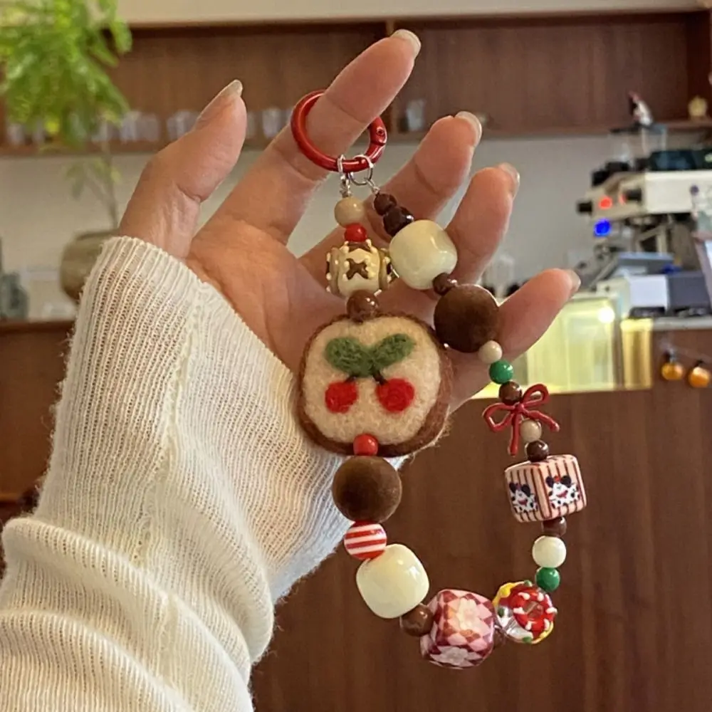 Sweet Cartoon Plush Keychain Felt Cute Christmas Tree Pendant Cookie Bag Hanging Car Key Ring Car Decor