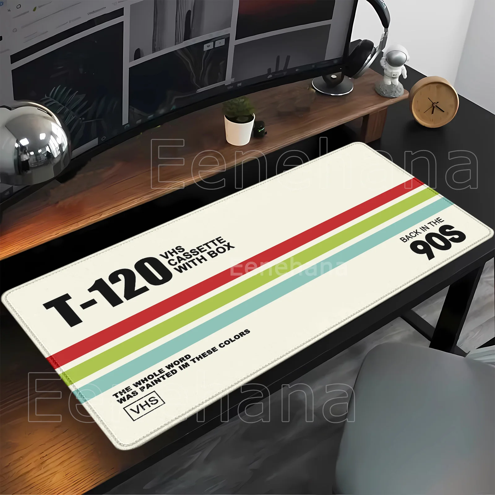 90x40cm Retro VHS Style Mouse Pad Xxl Computer Large Size Mousepad Non-slip Gamer Keyboard Mausepad Art Design HD Deskmat Carpet