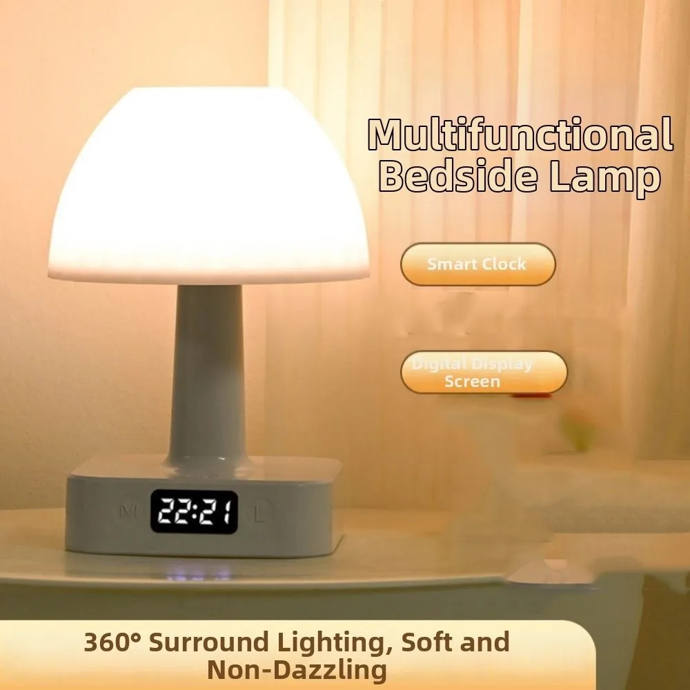 RGB/Tricolor Light LED Table Lamp Digital Clock Adjustable Brightness Desk Lamp Rechargeable Eye Protection Reading Lamp Indoor