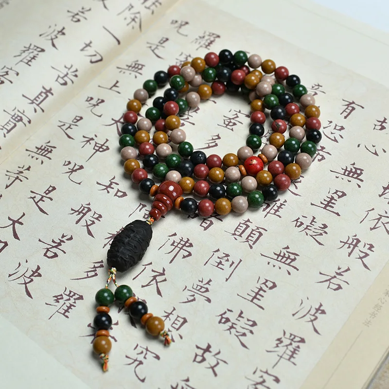Handmade Ancient-Style Blended Incense Beads Bracelet Five Elements Themed Unisex Chain With Timeless Fragrance