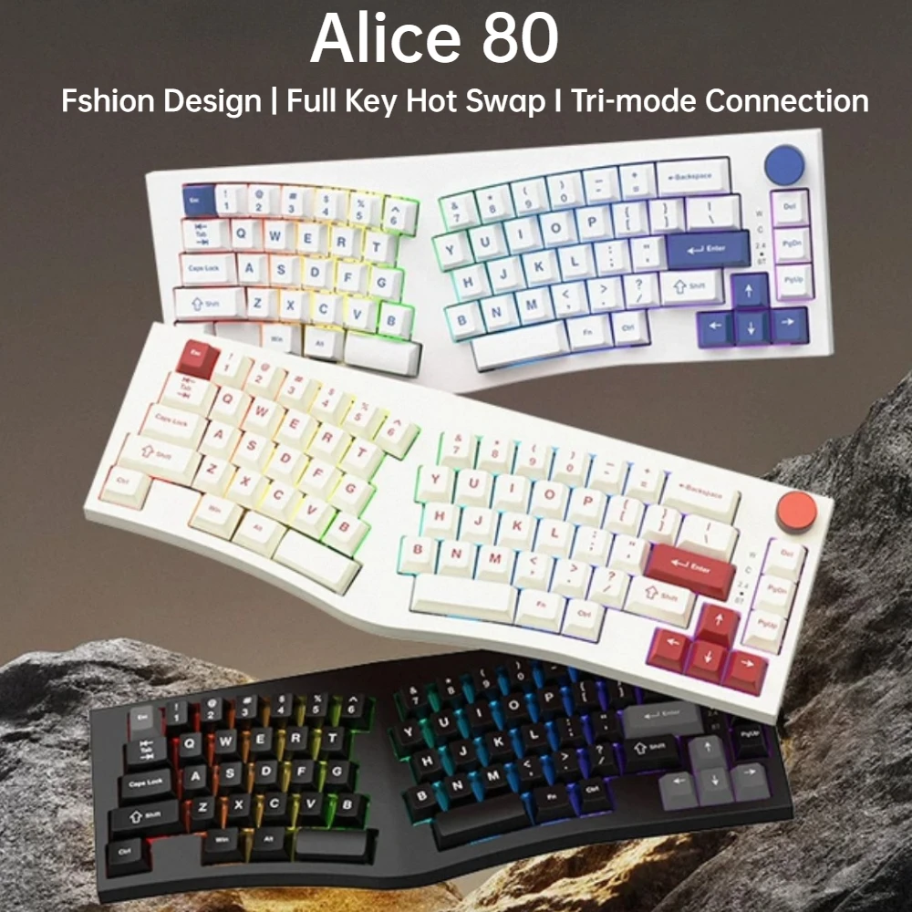

FEKER Alice80 Mechanical Keyboard Wireless Tri-mode Hot Swap GASKET RGB Custom Ergonomic Office Gaming Alice Keyboard QMK/VIA