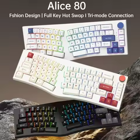 FEKER Alice80 Mechanical Keyboard Wireless Tri-mode Hot Swap GASKET RGB Custom Ergonomic Office Gaming Alice Keyboard QMK/VIA
